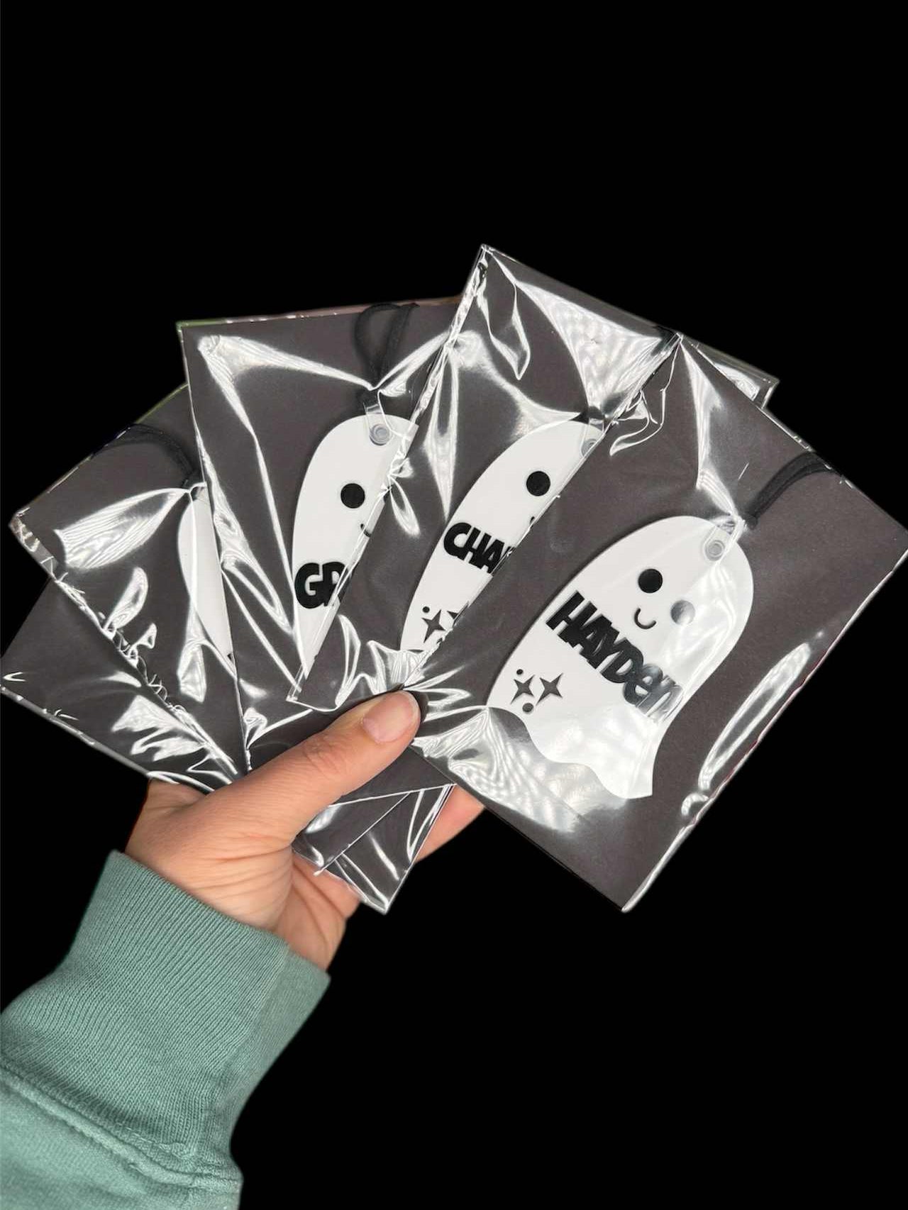 Personalized Ghost Boo Basket Tag - Custom Acrylic Halloween Name Tag