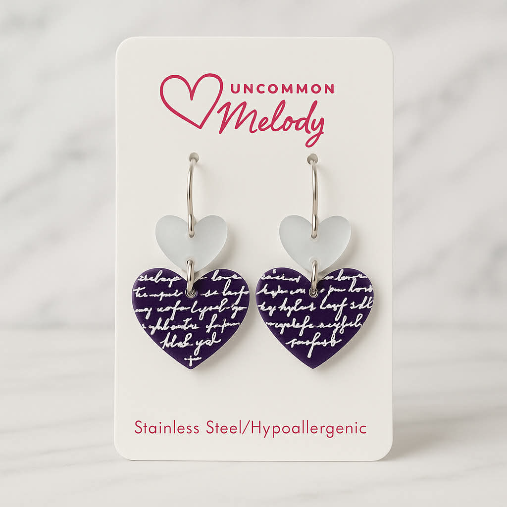 Handwritten Double Hearts Earrings
