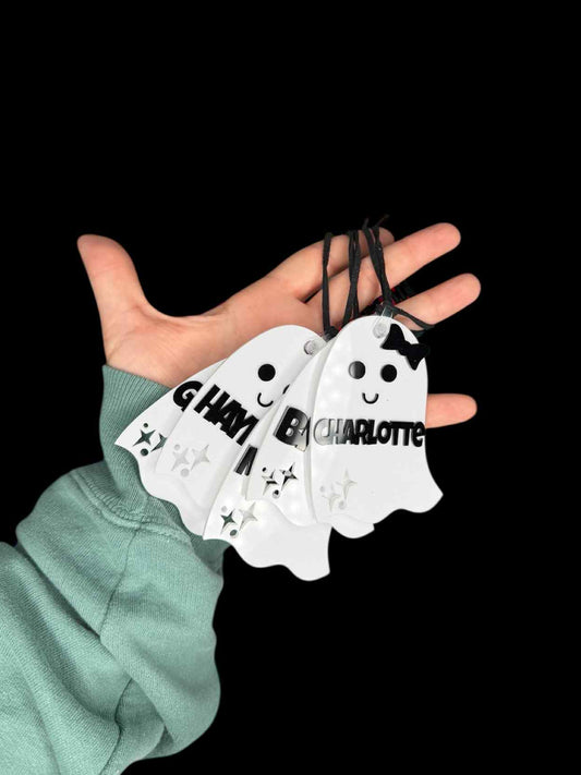 Personalized Ghost Boo Basket Tag - Custom Acrylic Halloween Name Tag