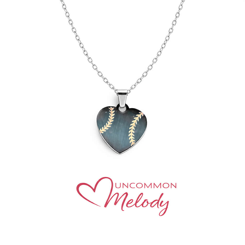 Baseball Stitches Heart Pendant Necklace