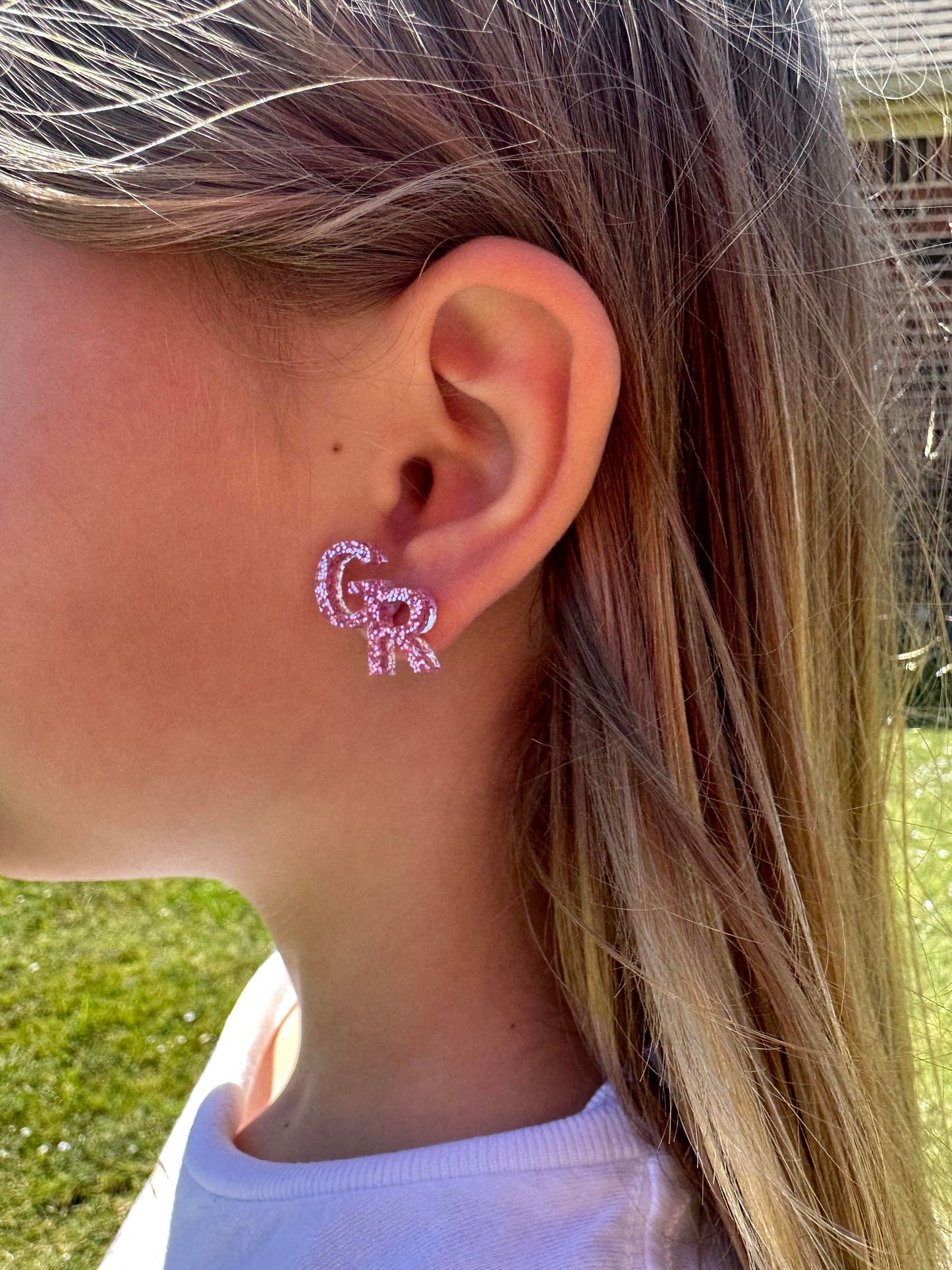 School Spirit Letter Stud Earrings