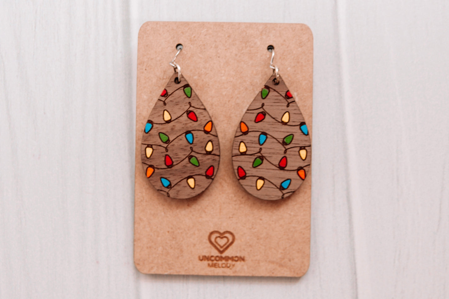 Festive Teardrop Earrings with Hand-Painted Lights