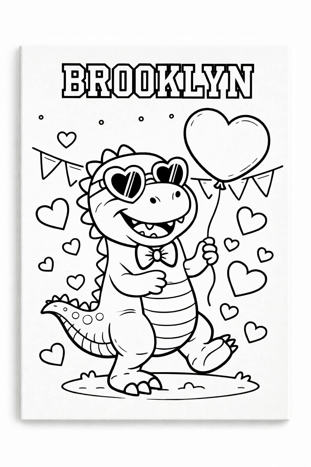 Personalized Valentine Dino Canvas Coloring Kit