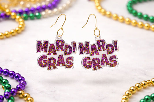 Mardi Gras Dangle Earrings