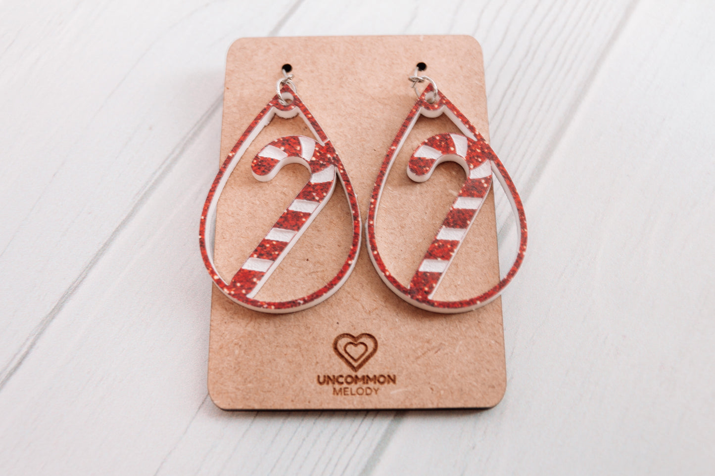 Festive Candy Cane Teardrop Earrings