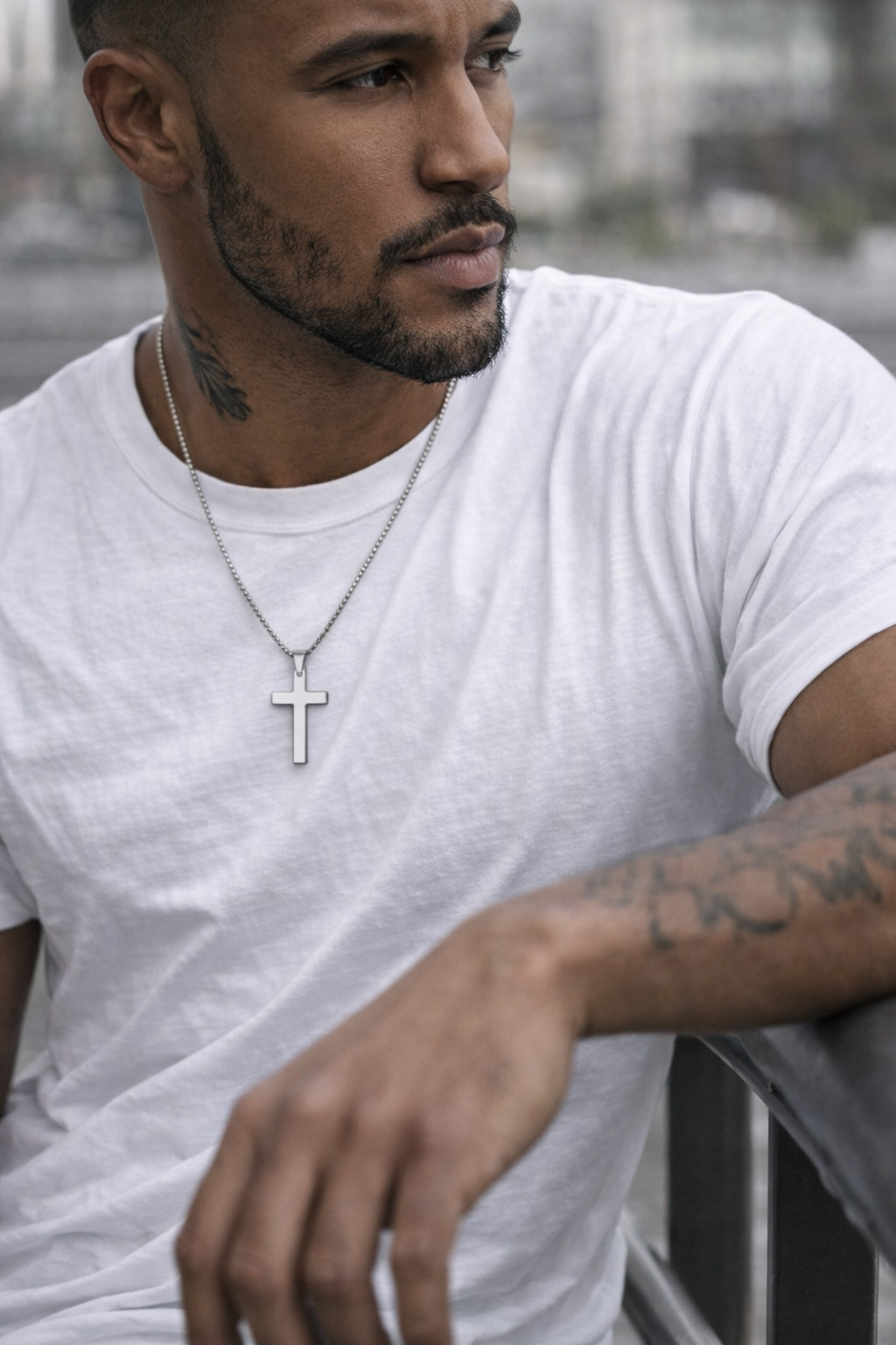 Stainless Steel Cross Necklace - Men’s