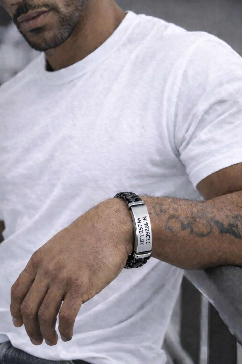 Men's Braided Stainless Steel Bar Bracelet