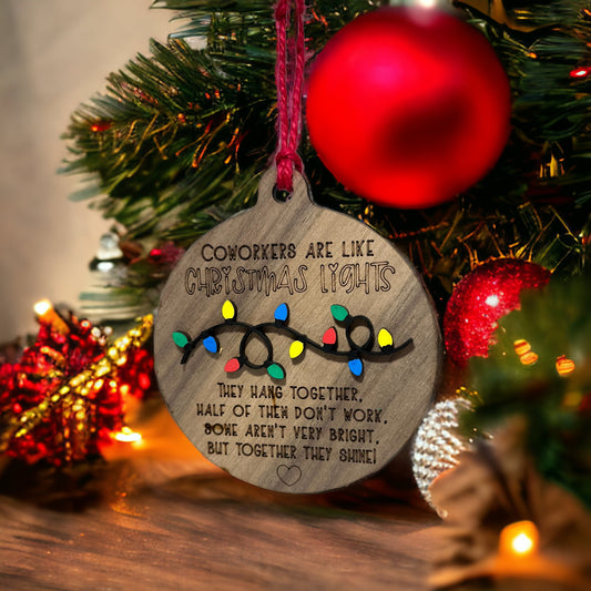 “Coworkers Are Like Christmas Lights” Ornament – Humorous Office Holiday Decor