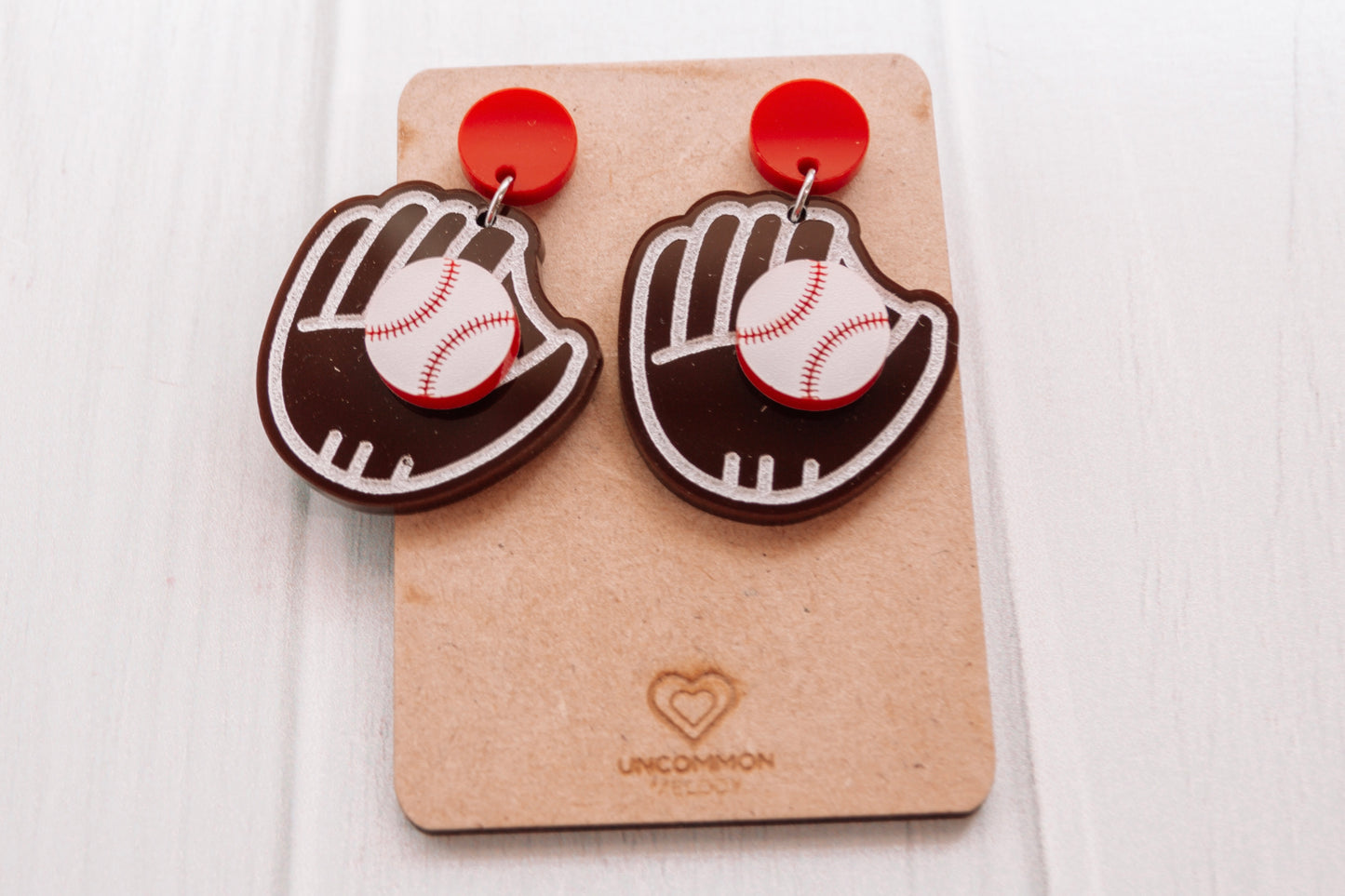 Double Layer Baseball Mitt & Ball Dangle Earrings