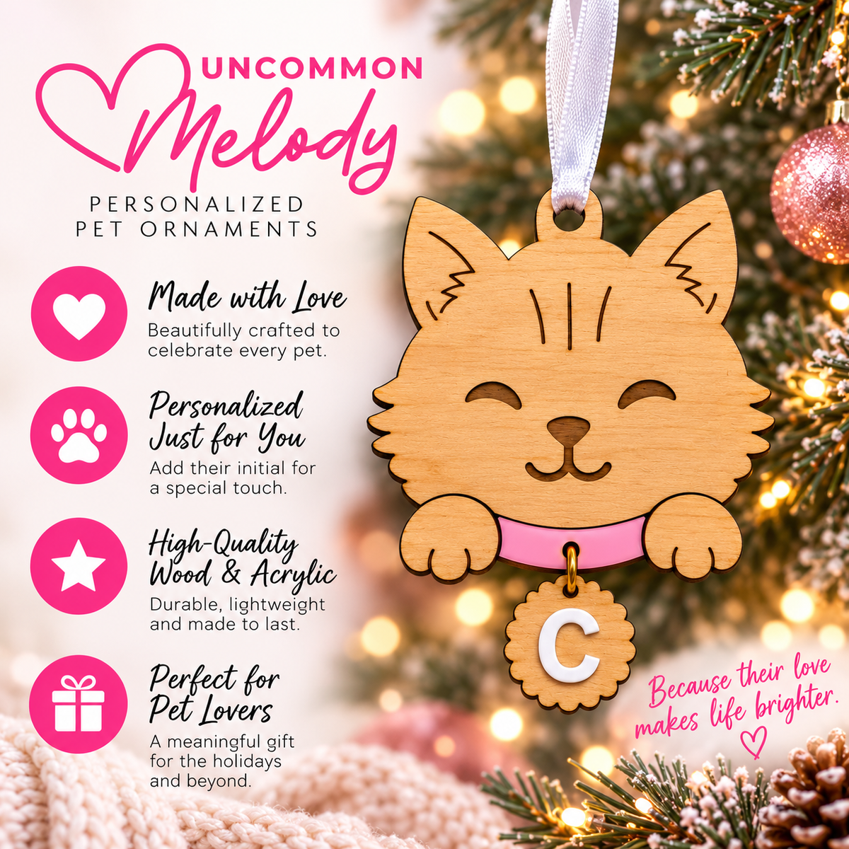 Personalized Wooden Pet Christmas Ornament