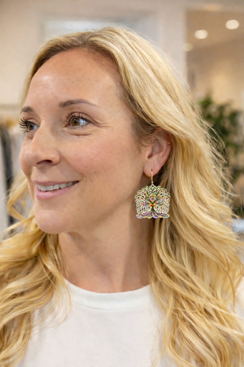 Mardi Gras Chandelier Tree Dangle Earrings
