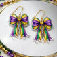 Mardi Gras Bow Dangle Earrings