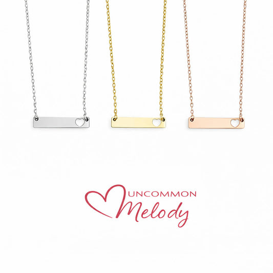 Horizontal Bar Heart Cutout Necklace