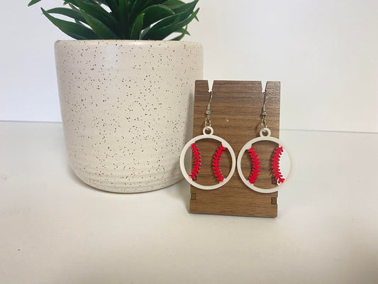 Baseball Stitch Dangle Earrings