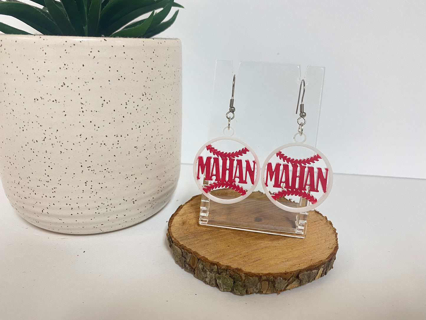 Baseball Stitch Dangle Earrings