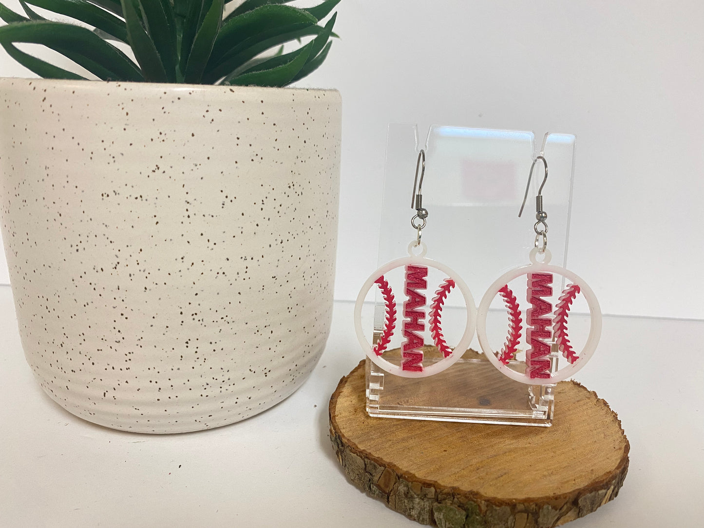 Baseball Stitch Dangle Earrings